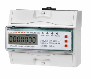 LCD Equipped Three Phase Four wires Din Rail KWH Meter for Residential applications